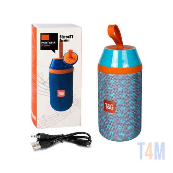 COLUNA PORTATIL WIRELESS TG-104 AUX/USB/CARTAO DE MEMORIA AZUL CLARO